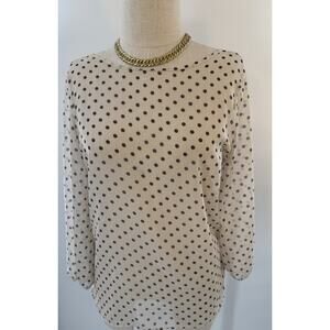 Sweet Pea Women’s Sz S New York & Co Blouse Lightweight Polka Dot Sheer Euc